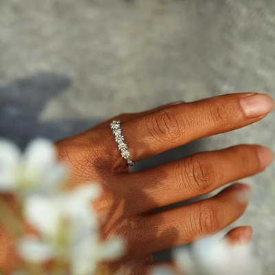 Adjustable Silver Daisy Ring