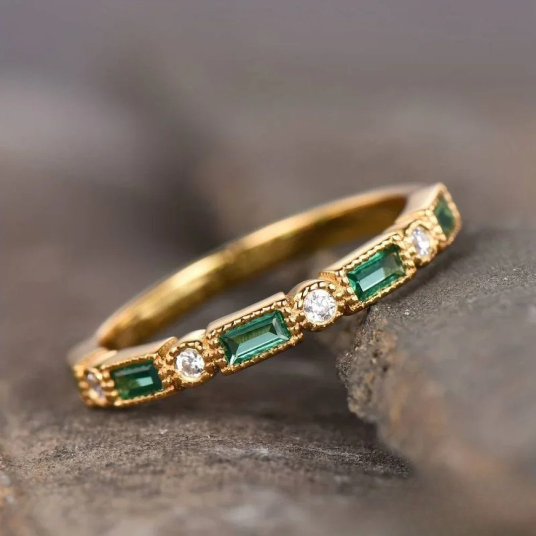 Gold Zircon Inlay Ring