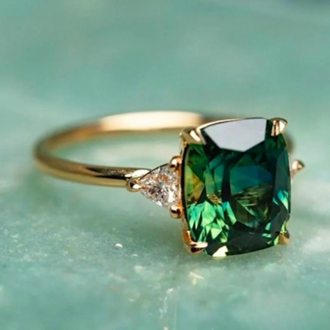 Green Zircon Gold Ring