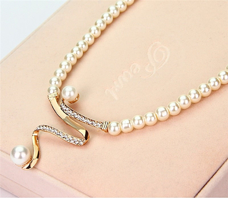 Pearl Necklace + Earring Set