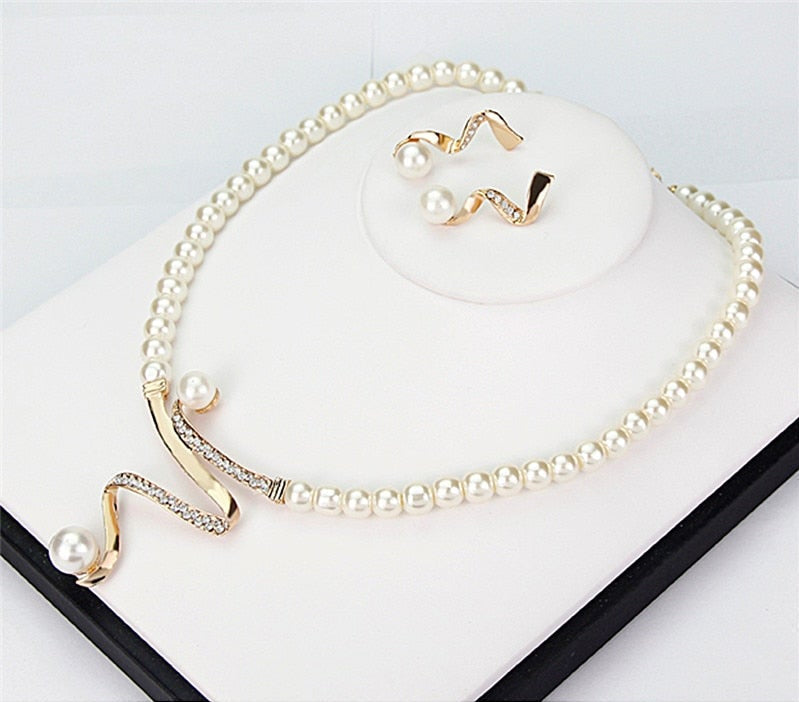 Pearl Necklace + Earring Set