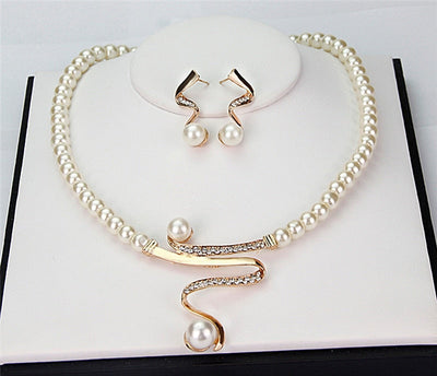Pearl Necklace + Earring Set