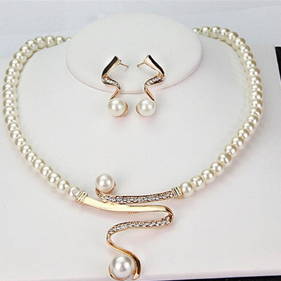 Pearl Necklace + Earring Set