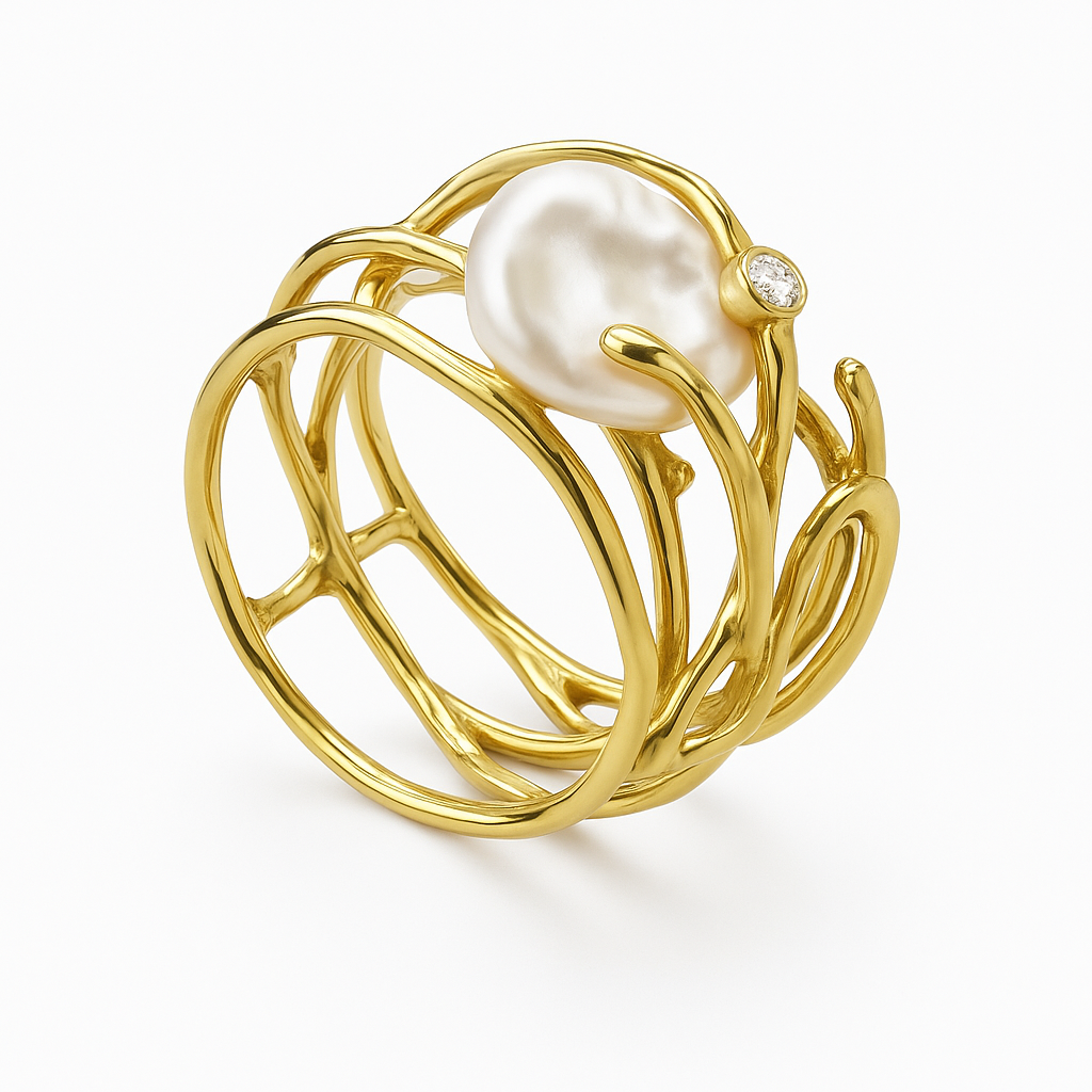 Vintage Gold Pearl Ring