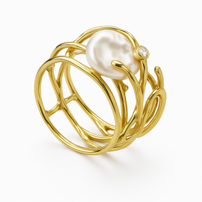 Vintage Gold Pearl Ring