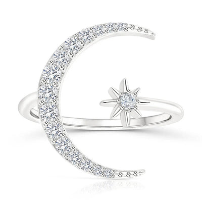 Silver Moon & Star Ring